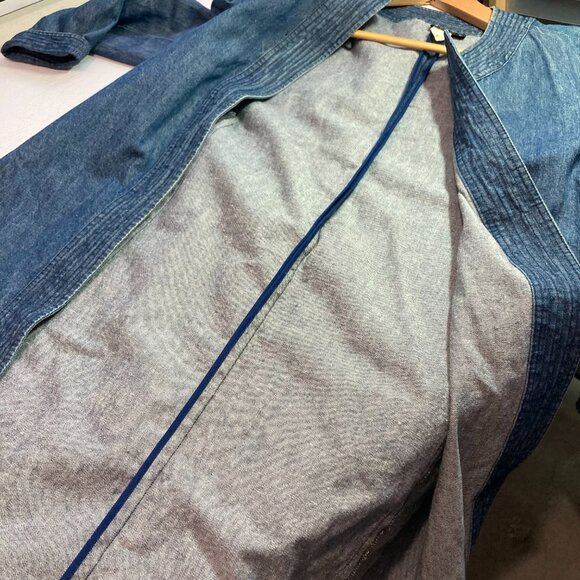 Michael Kors Womens Vintage Blue Denim Open Duster Jacket Size 8 Western - Picture 7 of 8